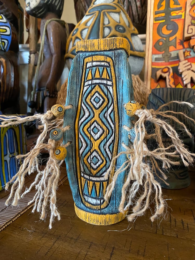 Image of 4 Sided Turquoise/Orange/White PNG Shield Mug - “PNG P.O.P.” - US Shipping Included 