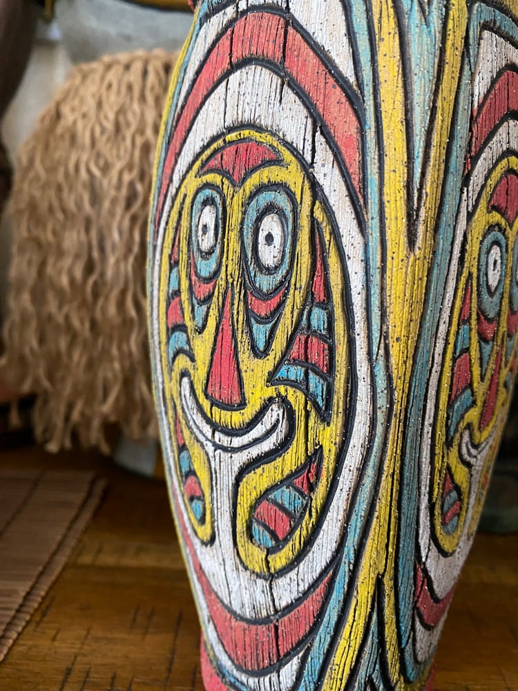 Image of Four Sided Turquoise/Red/Yellow/White Shield Mug - “Gopey” - US Shipping Included 