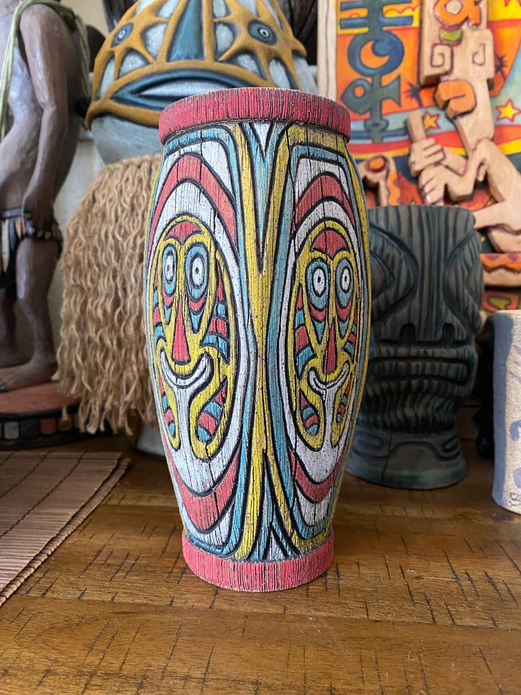 Image of Four Sided Turquoise/Red/Yellow/White Shield Mug - “Gopey” - US Shipping Included 