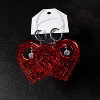 Image 1 of Heart of Whimsy Earrings (NOW AVAILABLE in red & pink mirrored acrylic)