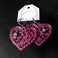 Image 2 of Heart of Whimsy Earrings (NOW AVAILABLE in red & pink mirrored acrylic)
