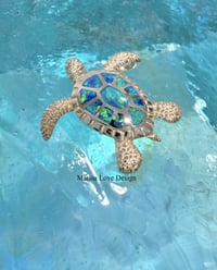 Image 1 of 14k solid gold opal turtle pendant