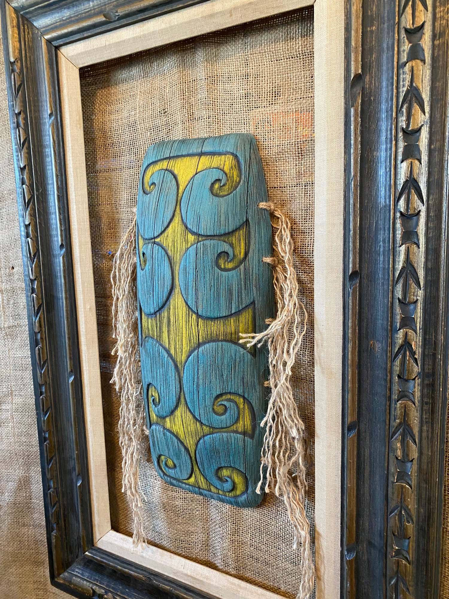 Image of 16.25”x7” PNG Inspired Tribal Shield Wall Hanger (Frame Not Included)