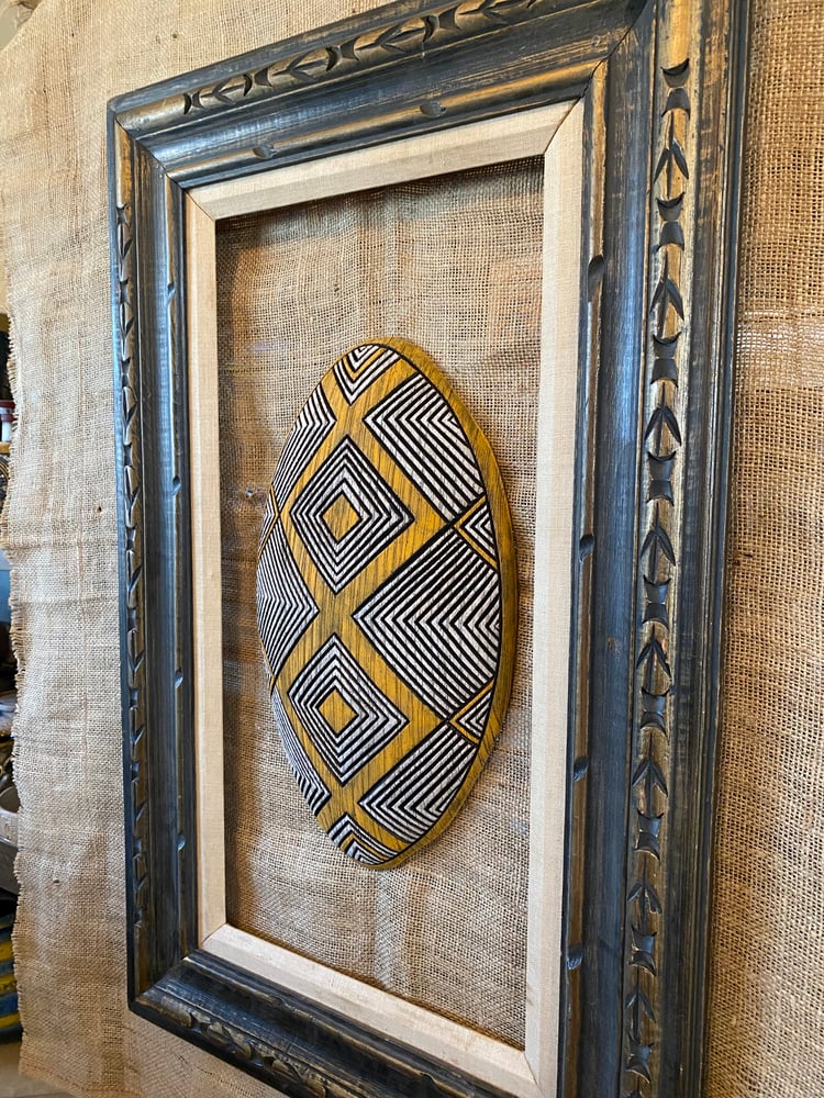 Image of 16.5”x 9.75” Tribal Wall Shield (Frame Not Included) - Orange/White