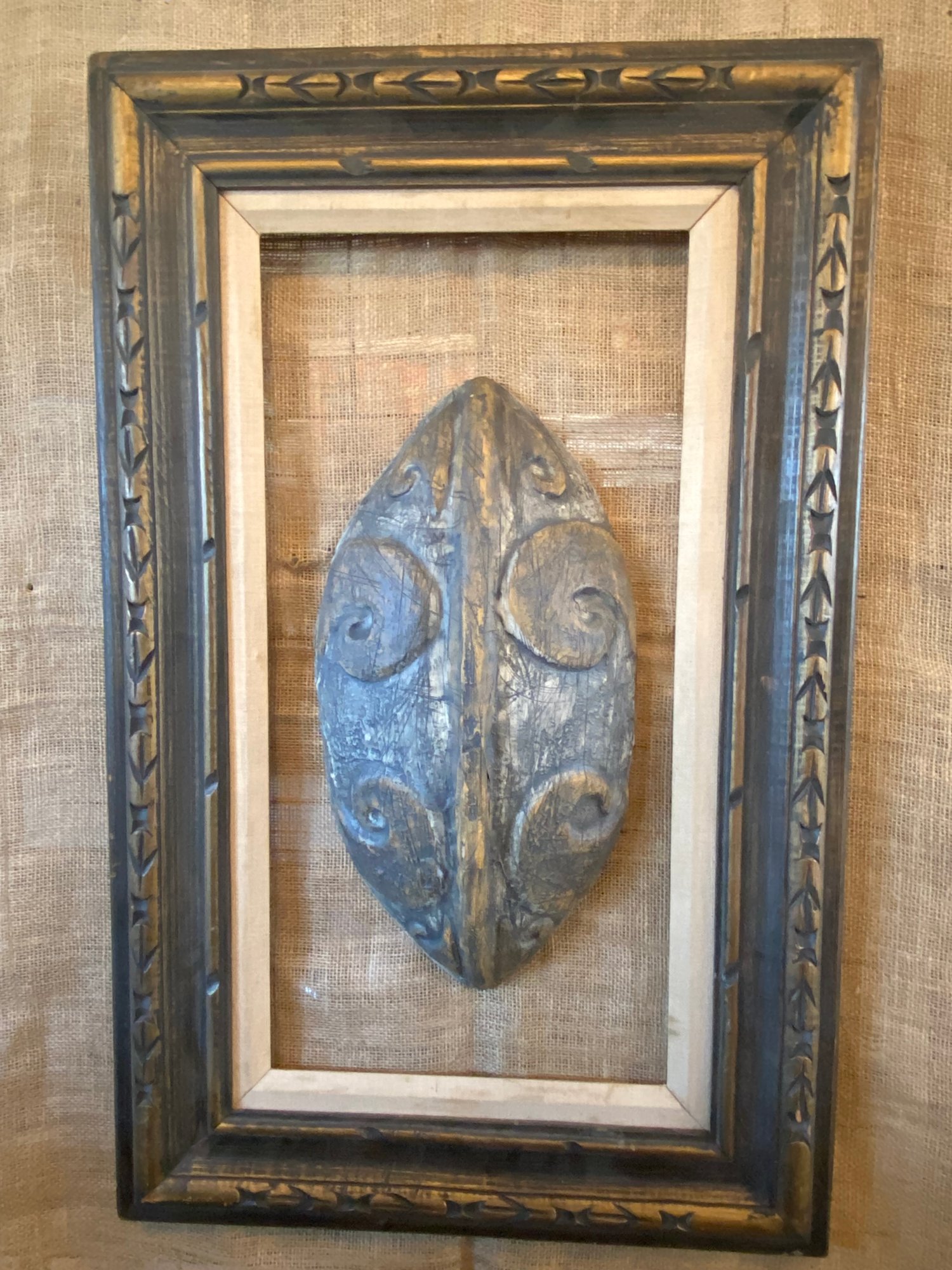 Image of 17.5””x 9.5” PNG Inspired Shield Wall Hanger With Repair (Frame Not Included) 