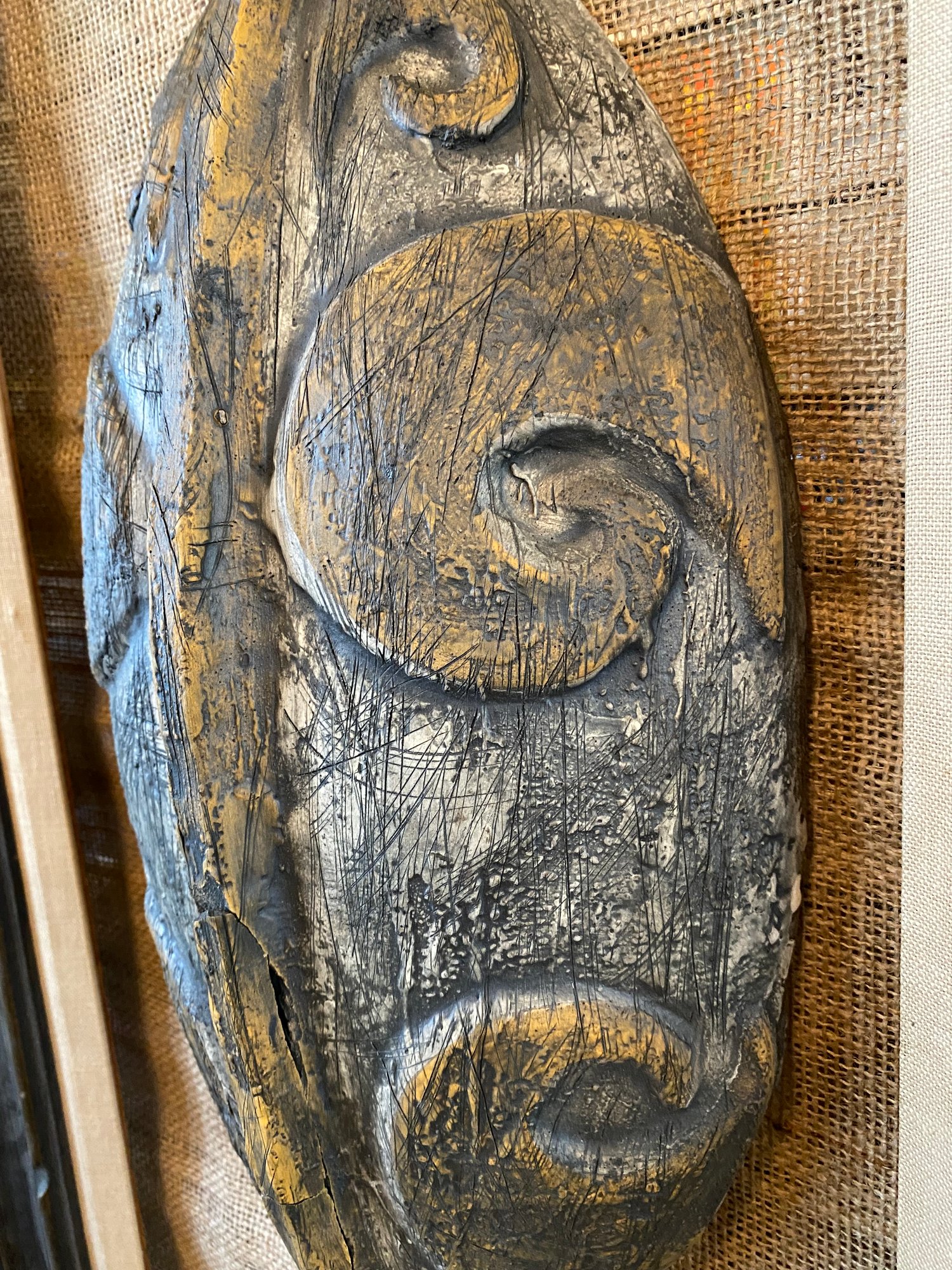 Image of 17.5””x 9.5” PNG Inspired Shield Wall Hanger With Repair (Frame Not Included) 