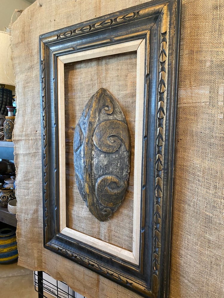 Image of 17.5””x 9.5” PNG Inspired Shield Wall Hanger With Repair (Frame Not Included) 