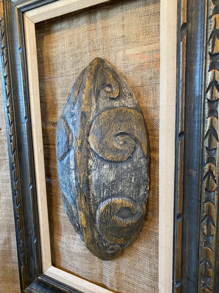 Image of 17.5””x 9.5” PNG Inspired Shield Wall Hanger With Repair (Frame Not Included) 