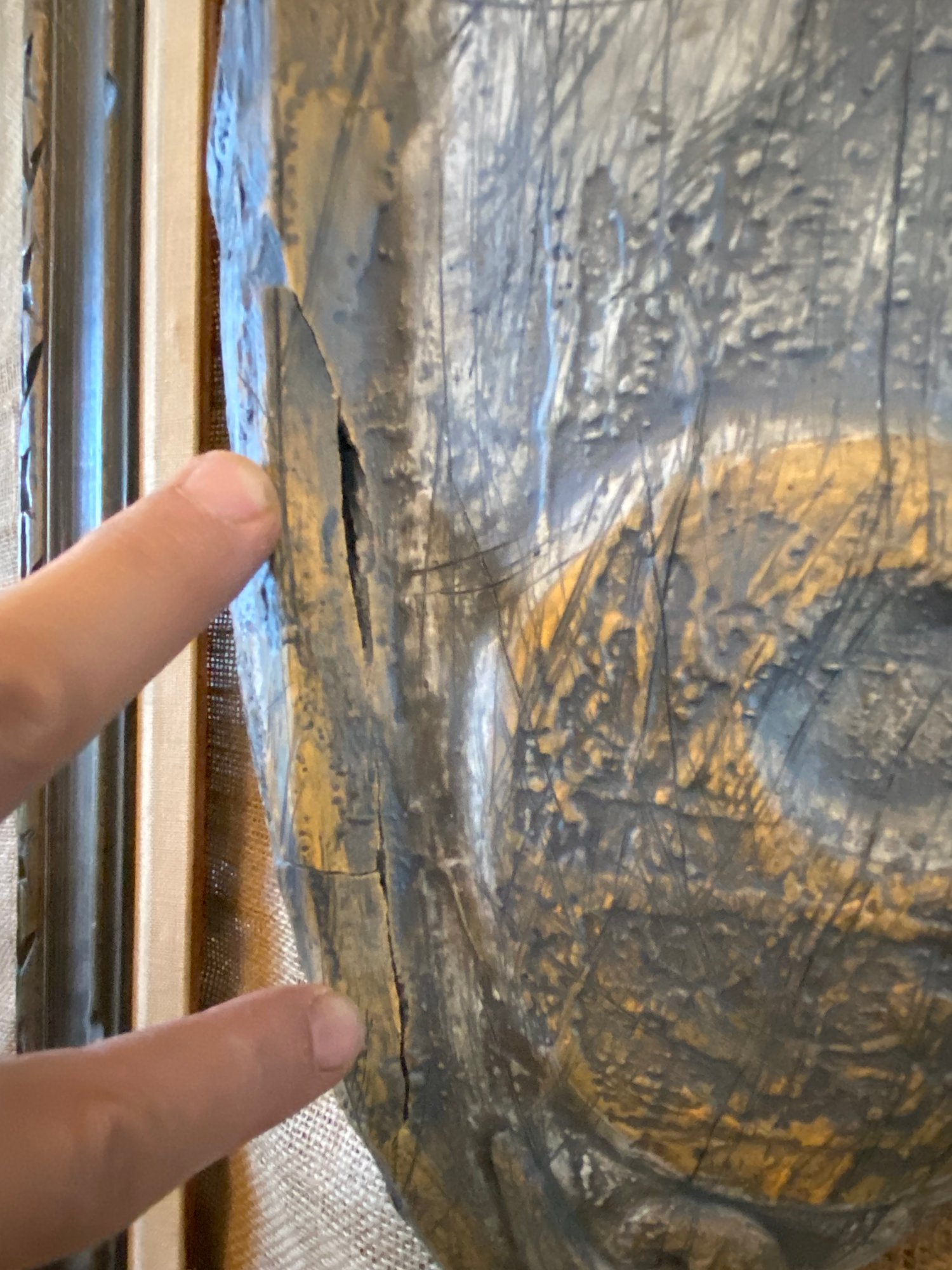 Image of 17.5””x 9.5” PNG Inspired Shield Wall Hanger With Repair (Frame Not Included) 