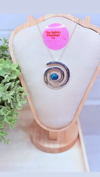 Snail Swirl Blue Abalone Necklace