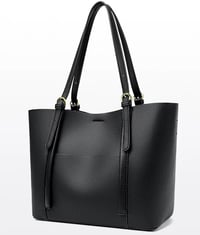 Image 1 of Classic Leather Tote Bag – Black
