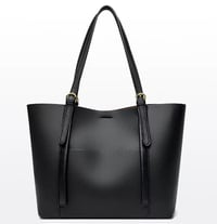 Image 3 of Classic Leather Tote Bag – Black