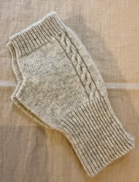 Image 2 of 100% Pure Wool Cable Knit Fingerless Gloves Grey