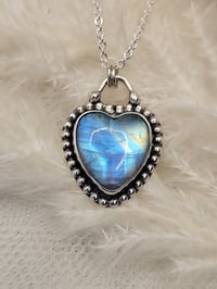 Image 1 of Beaded Rainbow Moonstone Heart