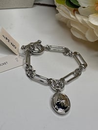 NWT Starburst Oval CZ Locket Bracelet | Large Links, Toggle Closure | Romantic Gift 