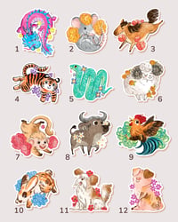 Image 1 of Chinese Zodiac Animals Stickers