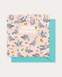 Hello Friend Wood Pigeons Greetings Card