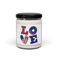 Image 1 of Patriotic "LOVE" Soy Candle — 9oz Americana Scented Jar for 4th of July & Gifts