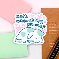 Image 2 of Wait, Where's My Phone? - Cat Vinyl Sticker