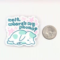 Image 3 of Wait, Where's My Phone? - Cat Vinyl Sticker