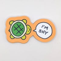 Image 1 of I’m Shy - Cute Turtle Vinyl Waterproof Sticker
