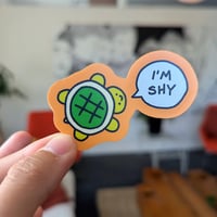 Image 2 of I’m Shy - Cute Turtle Vinyl Waterproof Sticker