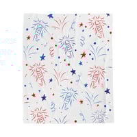 Image 1 of Plush Blanket — Patriotic Fireworks Red & Blue Velveteen Throw