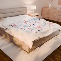 Image 4 of Plush Blanket — Patriotic Fireworks Red & Blue Velveteen Throw