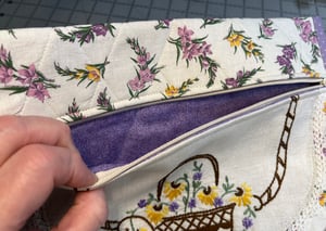 Image of Vintage Lilac Embroidered Zipper Bag B