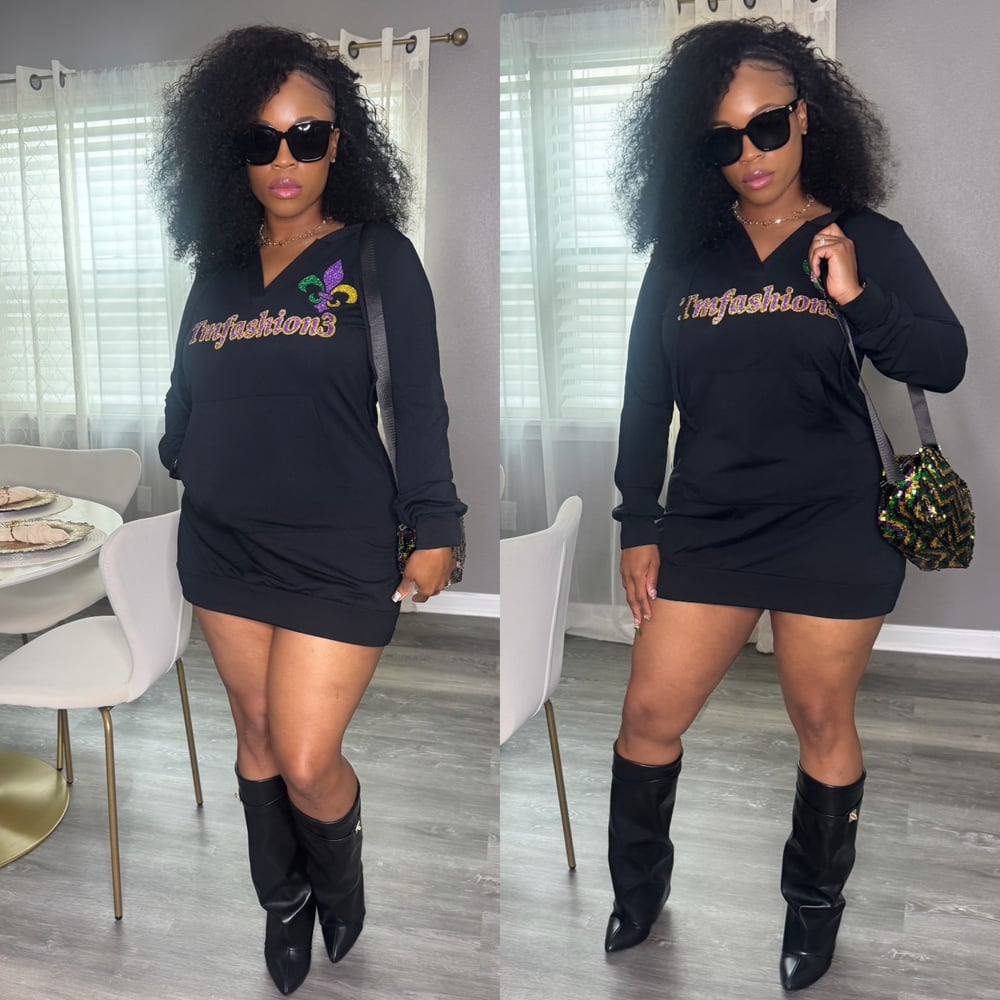 Image of TM3 Hoodie dress Mardi (BLACK) 