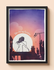 Image of "You Are My Sunshine" handmade woodcut art print