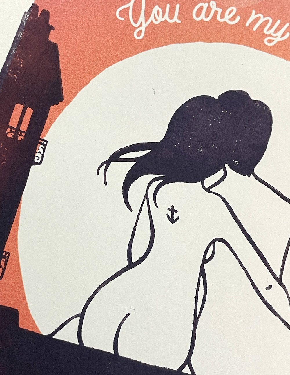 Image of "You Are My Sunshine" handmade woodcut art print