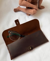 Image 1 of Leather Pouch – Glasses & Essentials Case Brown