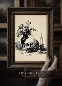 Image 1 of Lamina victoriana · Calavera y flores