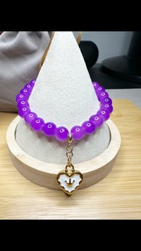 Purple Glass Bead w/ Heart Bead Bracelet