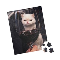 Image 2 of PuzzledPaws Through the wine glass Catto - 110 Piece Puzzle