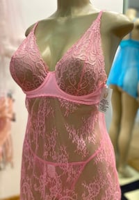 Image 1 of Pink Lace Babydoll Set