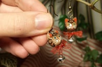 Image 2 of Ribbon cat earrings