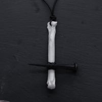 Image 2 of Large Bone & Nail Cross Necklace