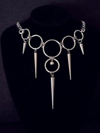 Image 2 of Gothic Chic Choker Necklace – Big Rings, Balls, Spikes & Chain