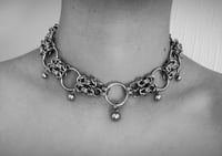 Image 1 of 2-in-1 Choker Necklace – Double Byzantine, Big Rings, Balls & Heart Clasp