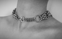 Image 2 of 2-in-1 Choker Necklace – Double Byzantine, Big Rings, Balls & Heart Clasp