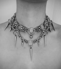 Image 3 of 2-in-1 Choker Necklace – Double Byzantine, Big Rings, Balls & Heart Clasp