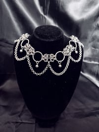 Image 2 of One-of-a-Kind 3-in-1 Choker Necklace – Double Byzantine, Big Rings & Balls, Heart Clasp