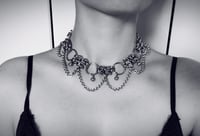 Image 4 of One-of-a-Kind 3-in-1 Choker Necklace – Double Byzantine, Big Rings & Balls, Heart Clasp