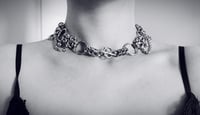 Image 5 of One-of-a-Kind 3-in-1 Choker Necklace – Double Byzantine, Big Rings & Balls, Heart Clasp