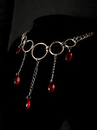 Image 3 of Gothic Chic Choker Necklace – Big Rings, Chains & Blood Drop Details