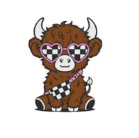 Image 1 of Highland Checker Cow 3D Straw Topper 