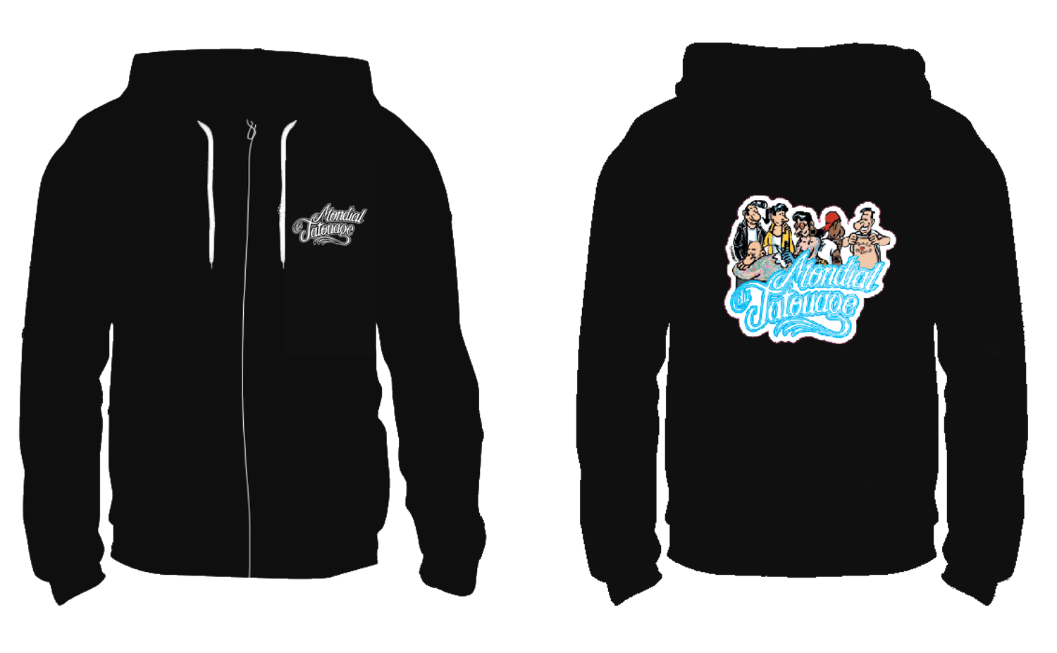 PRE COMMANDE- Sweat zip Tin-tin/Mondial du Tatouage illustration Frank Margerin