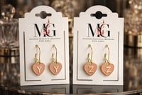 Image 1 of Heart Shaped Initial Earrings 